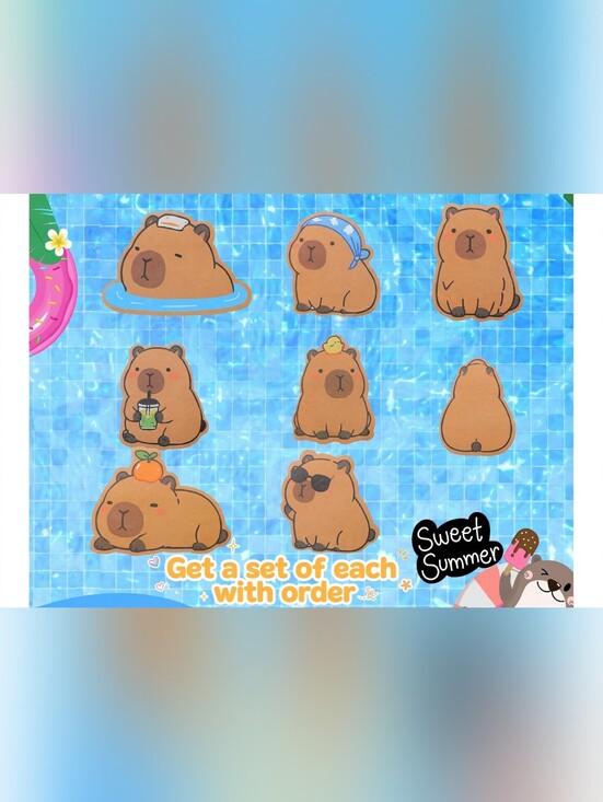 Capybara Other - Cute Capybara Sticky Notes- (Set Of 8)